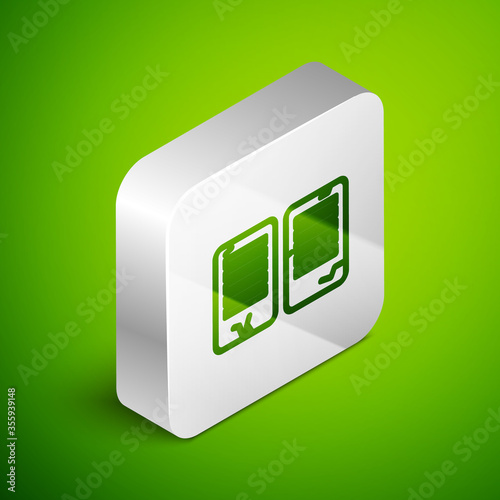 Isometric line The commandments icon isolated on green background. Gods law concept. Silver square button. Vector Illustration