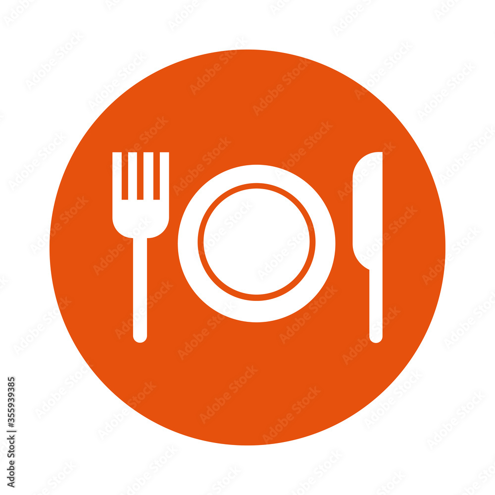 knife with fork and dish cutleries line style knife with fork and dish cutleries line style