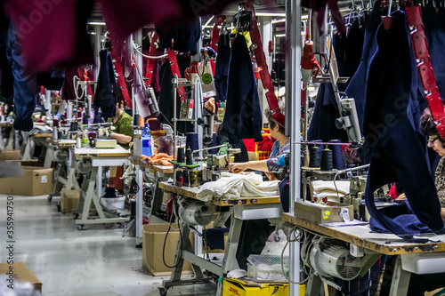 the employee works with a sewing factory