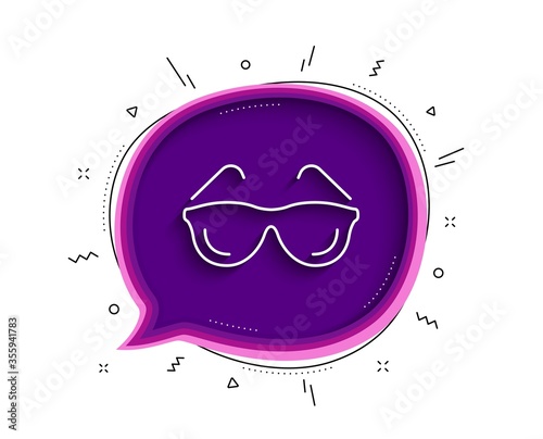 Eyeglasses line icon. Chat bubble with shadow. Oculist clinic sign. Optometry vision symbol. Thin line eyeglasses icon. Vector