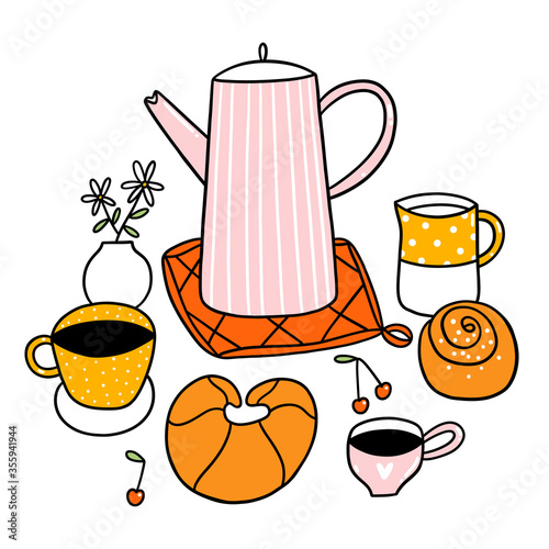 Doodle breakfast vector illustration