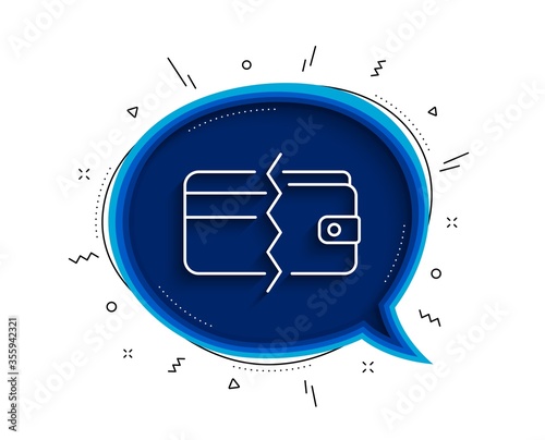 Credit card or cash line icon. Chat bubble with shadow. Payment methods sign. Thin line payment methods icon. Vector