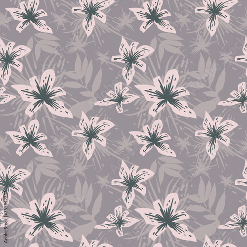 Abstract seamless pattern with flowers. Vector background for various surface. Trendy hand drawn textures.