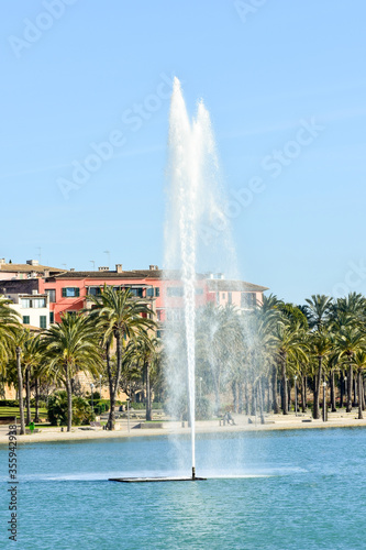  Fountain in front of the Cathedral in Palma de Mallorca, Balearic Islands