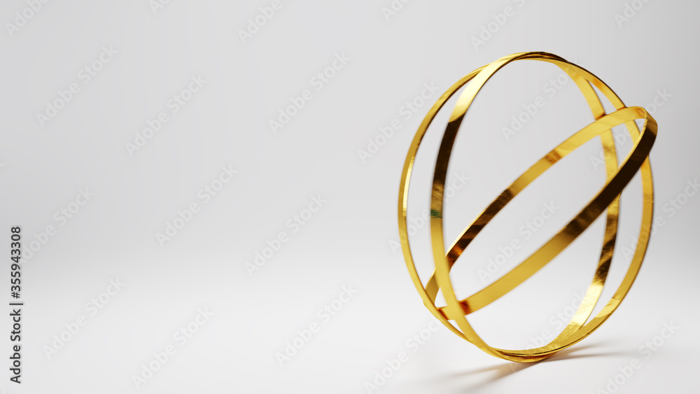 abstract golden rings on white background, 3D mockup concept abstract golden rings on white background, 3D mockup concept