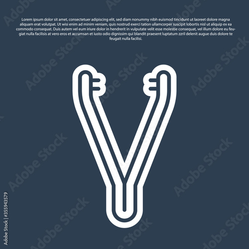 Blue line Medical tweezers icon isolated on blue background. Medicine and health. Anatomical tweezers. Vector Illustration