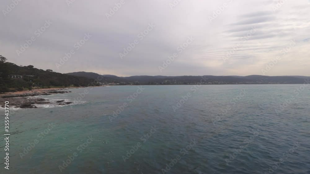 View from Lorne Pier, Australia, slow movement right to left. Day time Wide shot View from Lorne Pier, Australia, slow movement right to left. Day time Wide shot