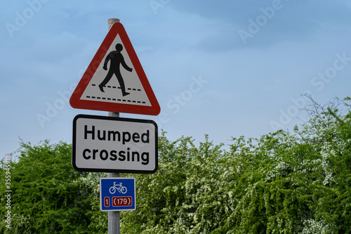 Humped Crossing sign on UK road