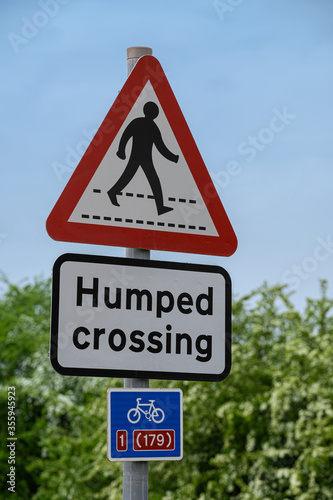 Humped Crossing sign on UK road