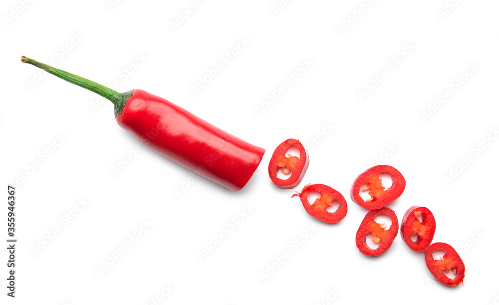Hot chili pepper on white background - obrazy, fototapety, plakaty 
