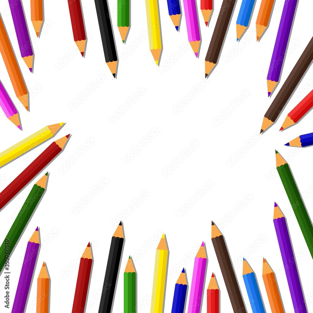 Fototapeta premium Colorful pencil on the white background, rainbow colors. Vector template illustration