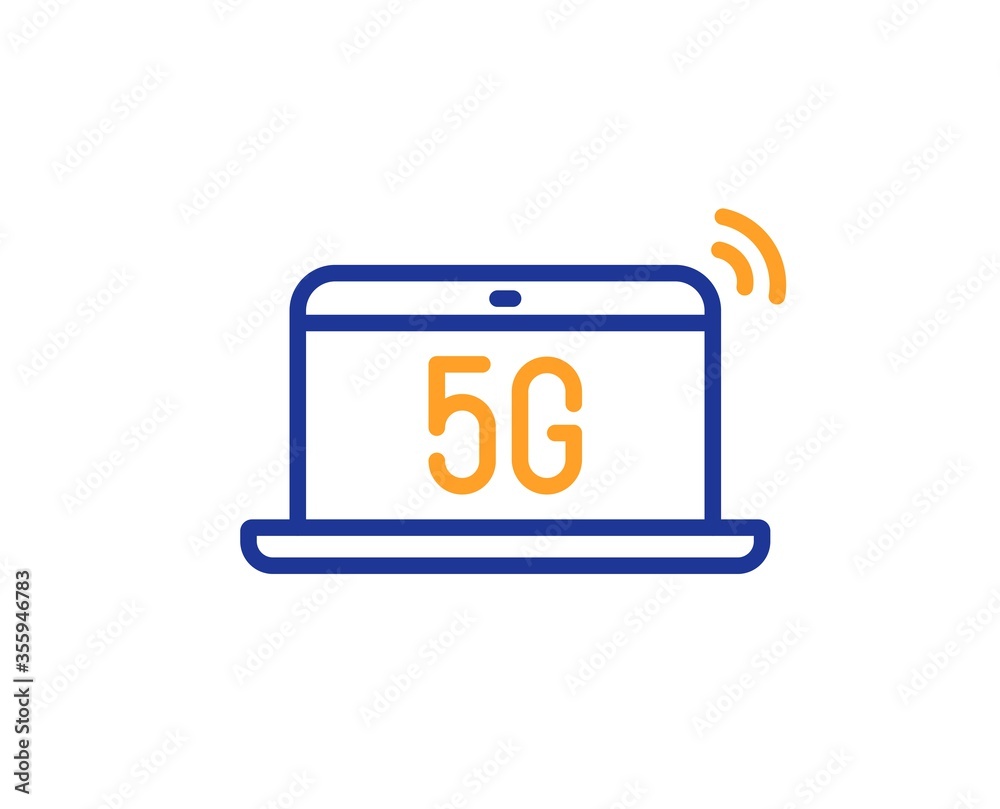 5g notebook line icon. Wireless technology sign. Mobile wifi internet symbol. Colorful thin line outline concept. Linear style 5g notebook icon. Editable stroke. Vector 5g notebook line icon. Wireless technology sign. Mobile wifi internet symbol. Colorful thin line outline concept. Linear style 5g notebook icon. Editable stroke. Vector