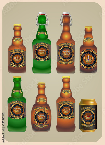 Different Kinds of Beer Bottles With Labels