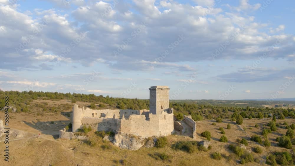 Medieval Defensive Construction Located in Ucero Built 12th Century. Castle of Ucero Drone Video Spain Medieval Defensive Construction Located in Ucero Built 12th Century. Castle of Ucero Drone Video Spain