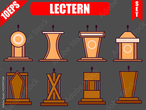 Pulpit icon set with grey background.