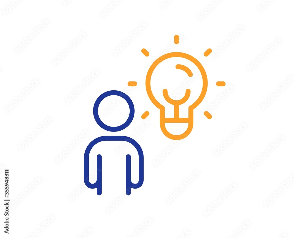 Business idea line icon. Human with lightbulb sign. symbol. Colorful thin line outline concept. Linear style group people icon. Editable stroke. Vector Business idea line icon. Human with lightbulb sign. symbol. Colorful thin line outline concept. Linear style group people icon. Editable stroke. Vector