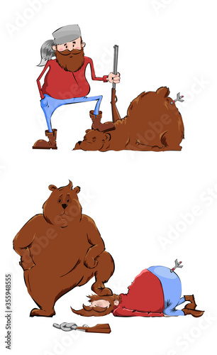 Set with hunter and bear.
