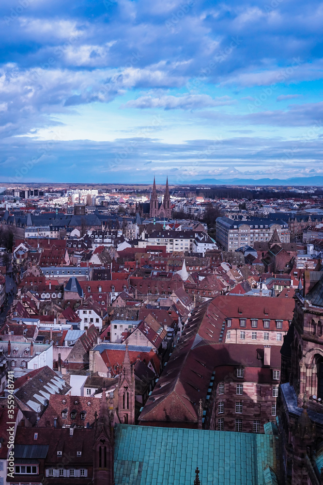 Strasbourg centre ville  vue d'en haut - Alsace - France