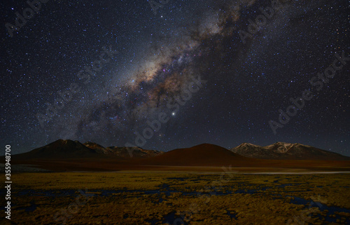 Nocne gwiazdziste niebo oraz nasza galaktyka Droga Mleczna w Andach chilijskich - The night starry sky and our galaxy Milky Way in the Chilean Andes © Tomasz Aurora