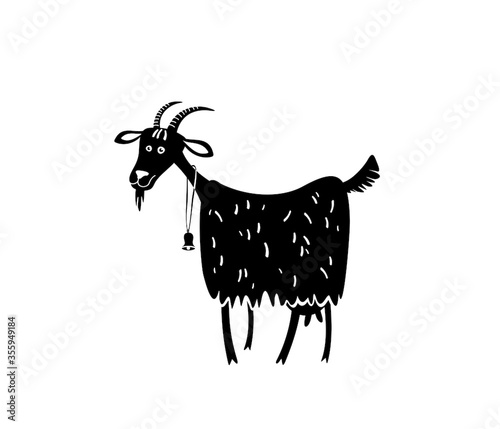 Goat icon. Farm animal. Black vector silhouette.