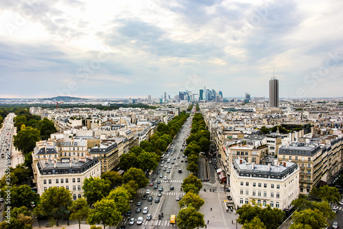 Panorama of Paris, view to Champs Elysees to La Defense from the Arc de Triomphe, France  © sforzza