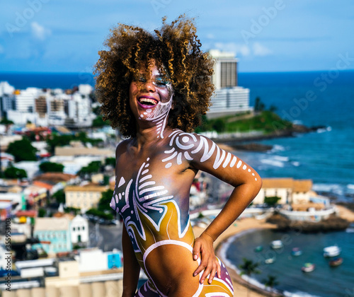 Fotografie A young woman with body art painting