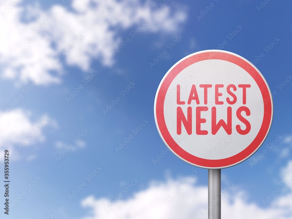 Latest news - Road sign on blue sky background Latest news - Road sign on blue sky background