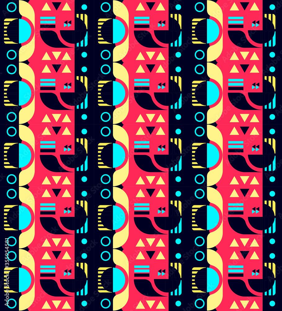 Abstract geometric background pattern, circle, triangle and square lines art design.