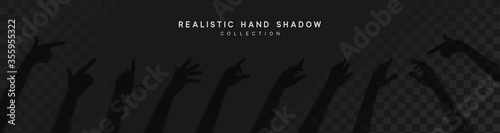 Set of female hands silhouettes, dark shadow girls hands. Isolated vector illustration.