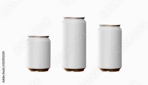 Set of realistic white iron cans