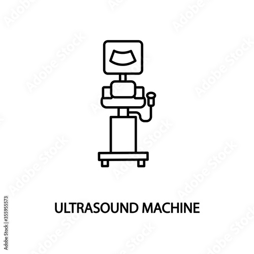 Ultrasound machine flat line icon. Medical equipment for clinics and hospitals