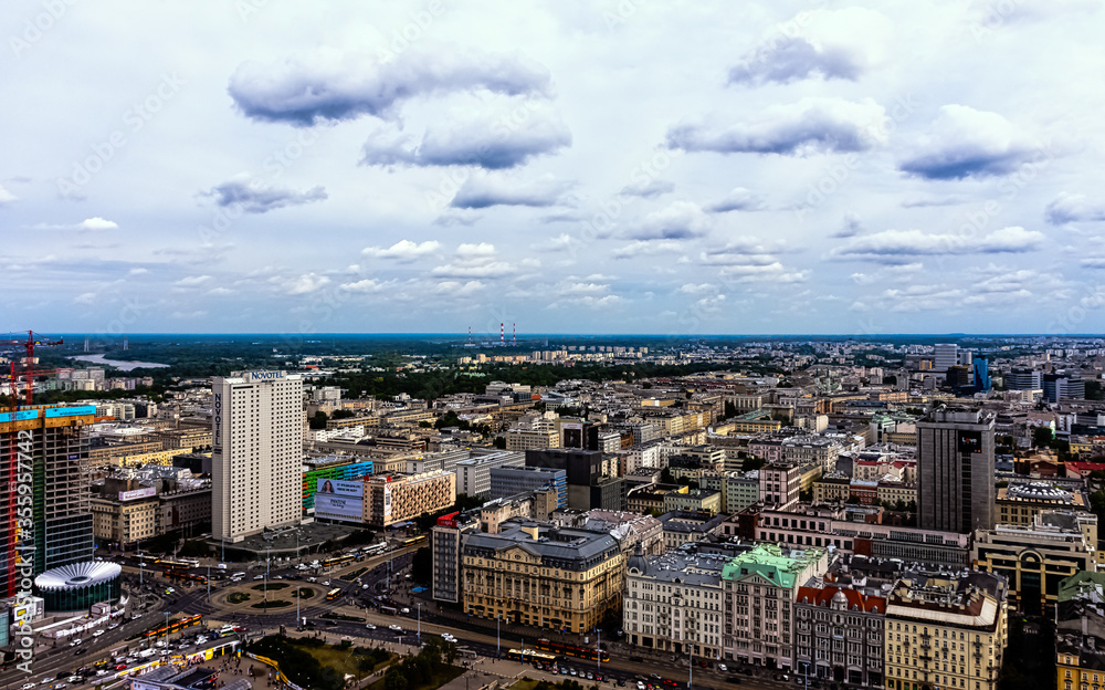 Aerial view of Warsaw, Masovia, Poland