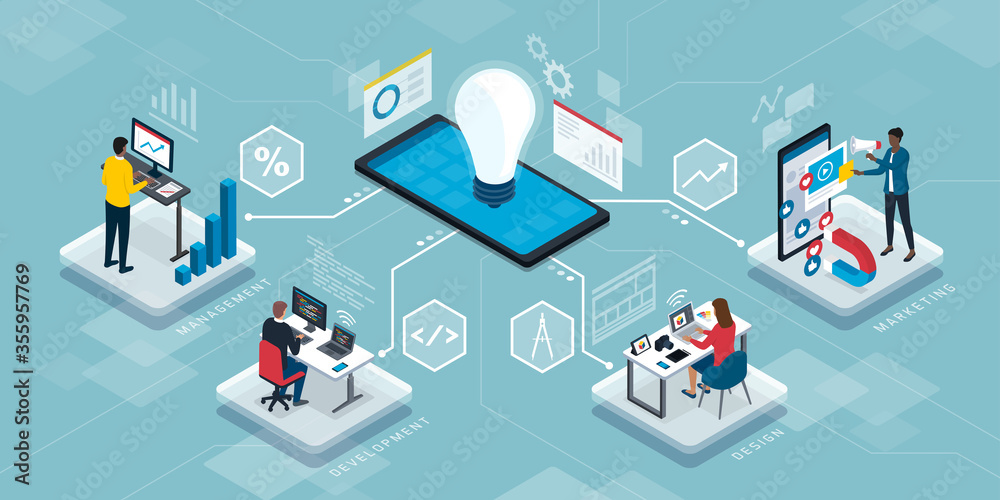 People connecting online and working remotely