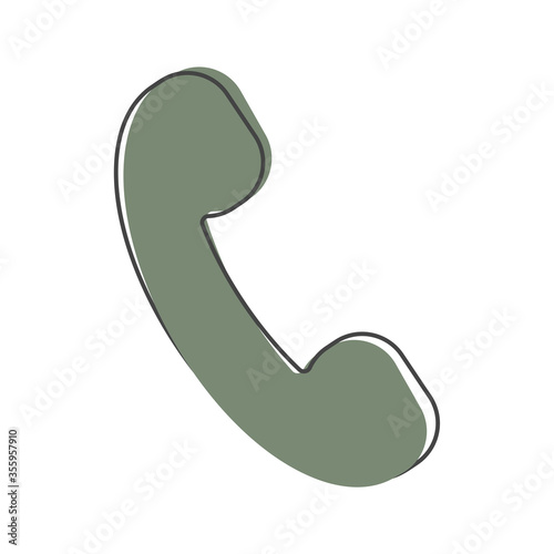 Handset vector icon. Phone icon in flat style cartoon style on white isolated background.