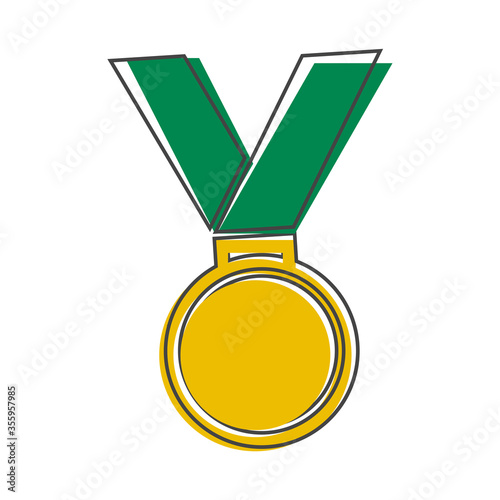 Vector icon medal. Medal of Honor, congratulations cartoon style on white isolated background.