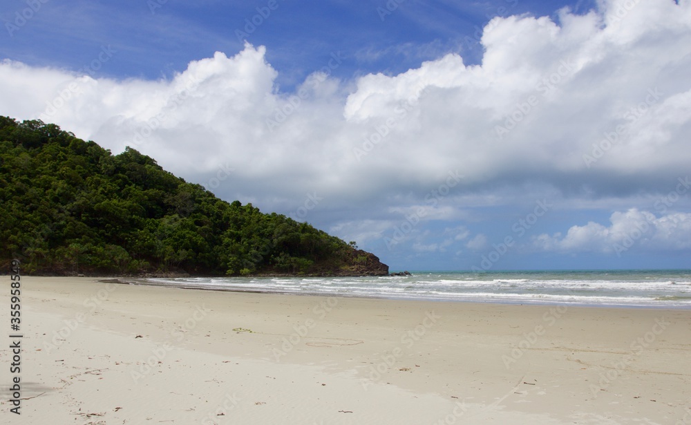 Secluded wild beach and clouds, cape tribulation, Queensland, Australia 