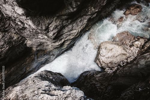 Power of the water in the Höllentalklamm below the Zugspitze