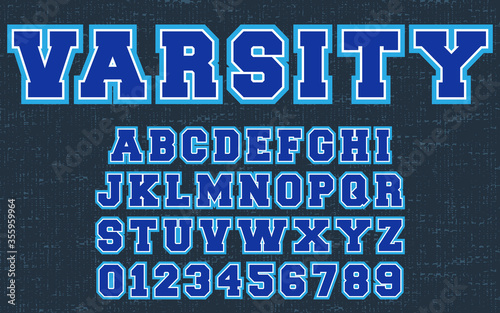 Stampa su Tela Varsity design alphabet template