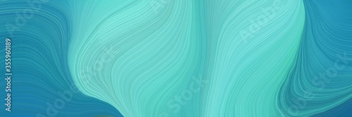 soft abstract art waves graphic with smooth swirl waves background design with medium turquoise, dark cyan and light sea green color