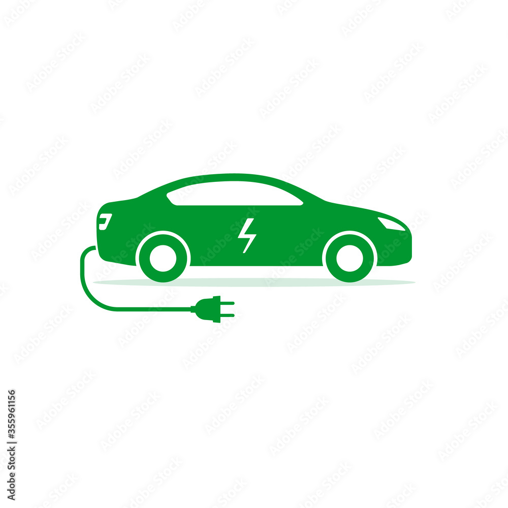 Electric car icon, Vector isolated electro car symbol