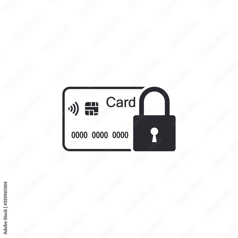 Credit Card with lock icon. Locked bank card illustration. Vector business concept Credit Card with lock icon. Locked bank card illustration. Vector business concept