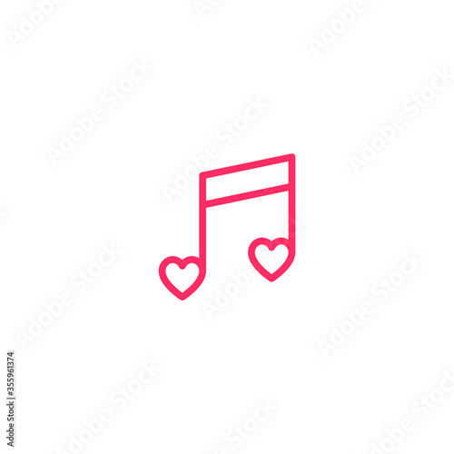 Musical note and red heat icon vector logo design template. Love Music Template Design. Vector illustration