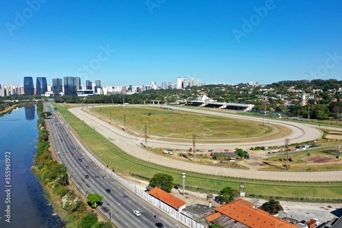 Aerial landscape of city life scene in the sunny day. Cityscape scenery. Great landscape. Highway scenery.