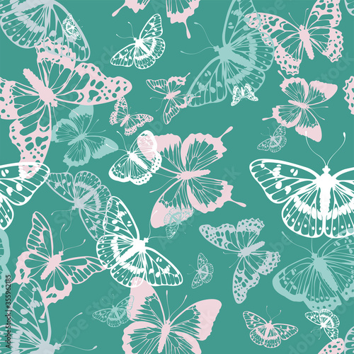 Vector butterflies pattern. Abstract seamless background. 