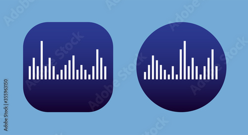 Two Icons Design with Waves of the equalizer. EQ Vector Illustration. Voice Memo Recorder Icon.