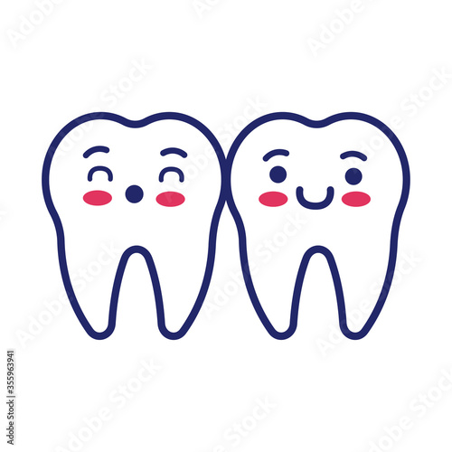 teeth human kawaii line style