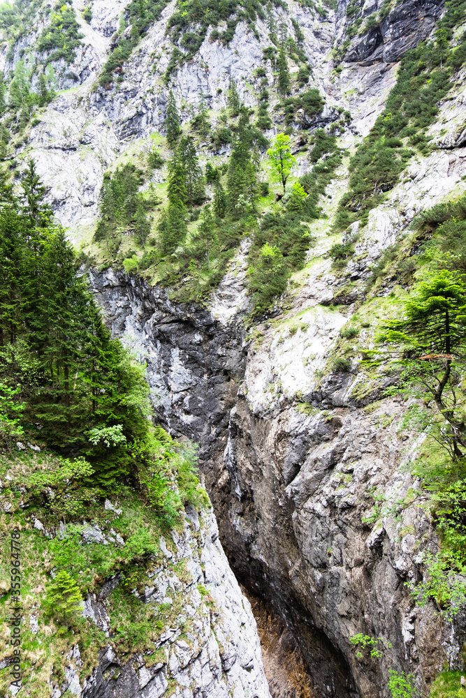 Power of the water in the Höllentalklamm below the Zugspitze