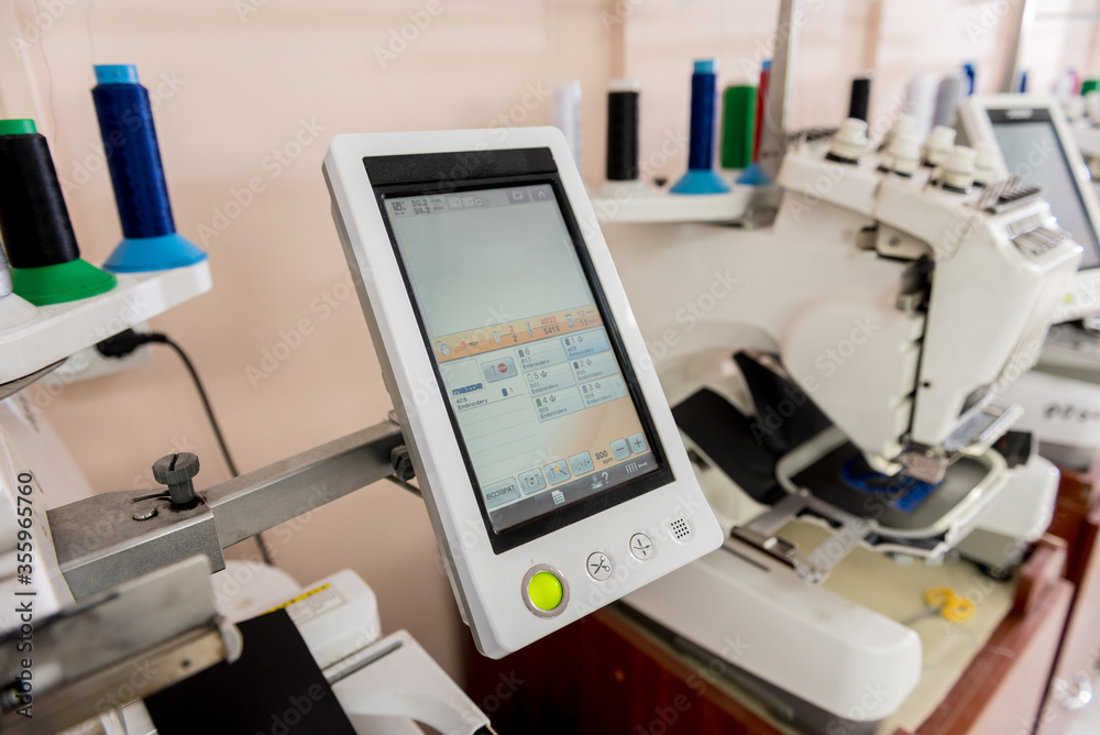 Fabric industry production line. Textile factory. Working tailoring process Fabric industry production line. Textile factory. Working tailoring process