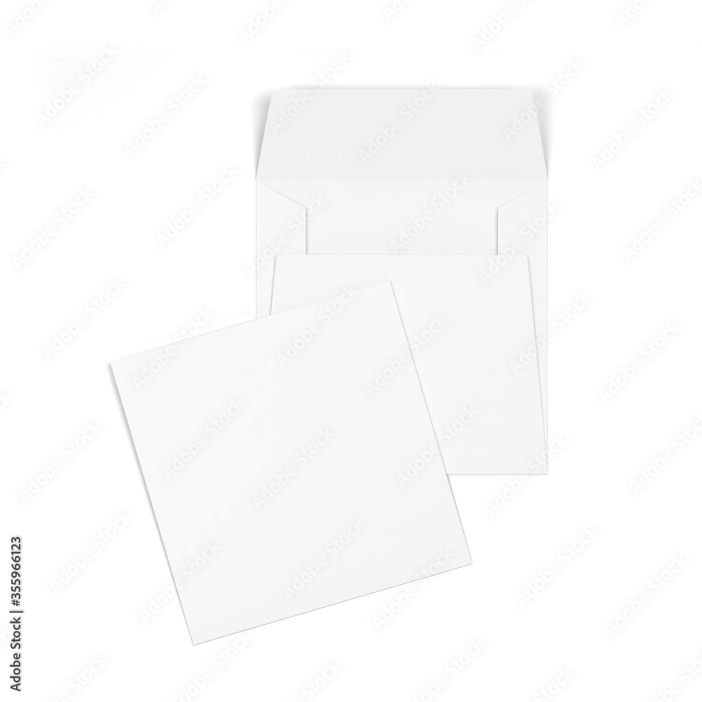 Blank paper square envelope mockup