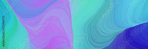 Panel kuchenny z motywem colorful vibrant abstract artistic waves graphic with smooth swirl waves background design with medium turquoise, light pastel purple and dark slate blue color